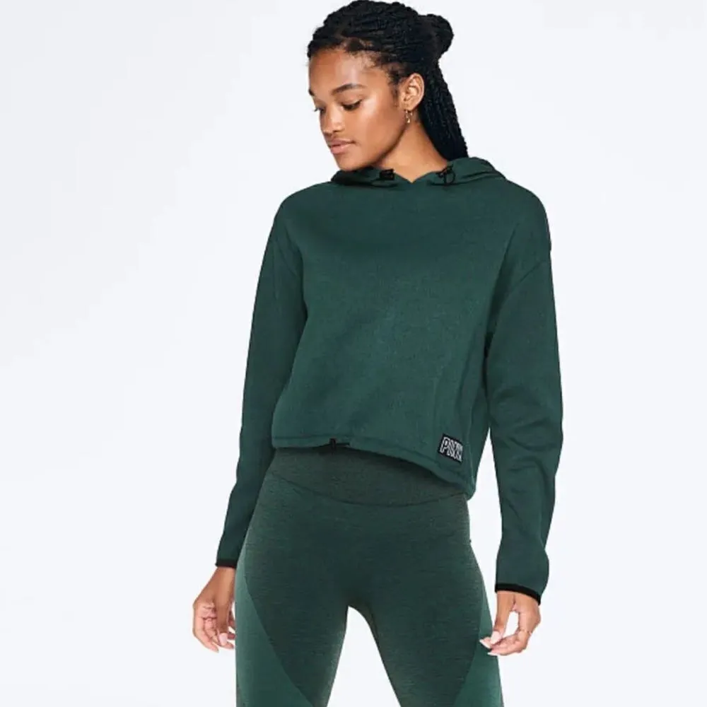 Pink by‎ Victoria’s Secret Sweater Knit Crop Hoodie Green Small Pullover - Image 2