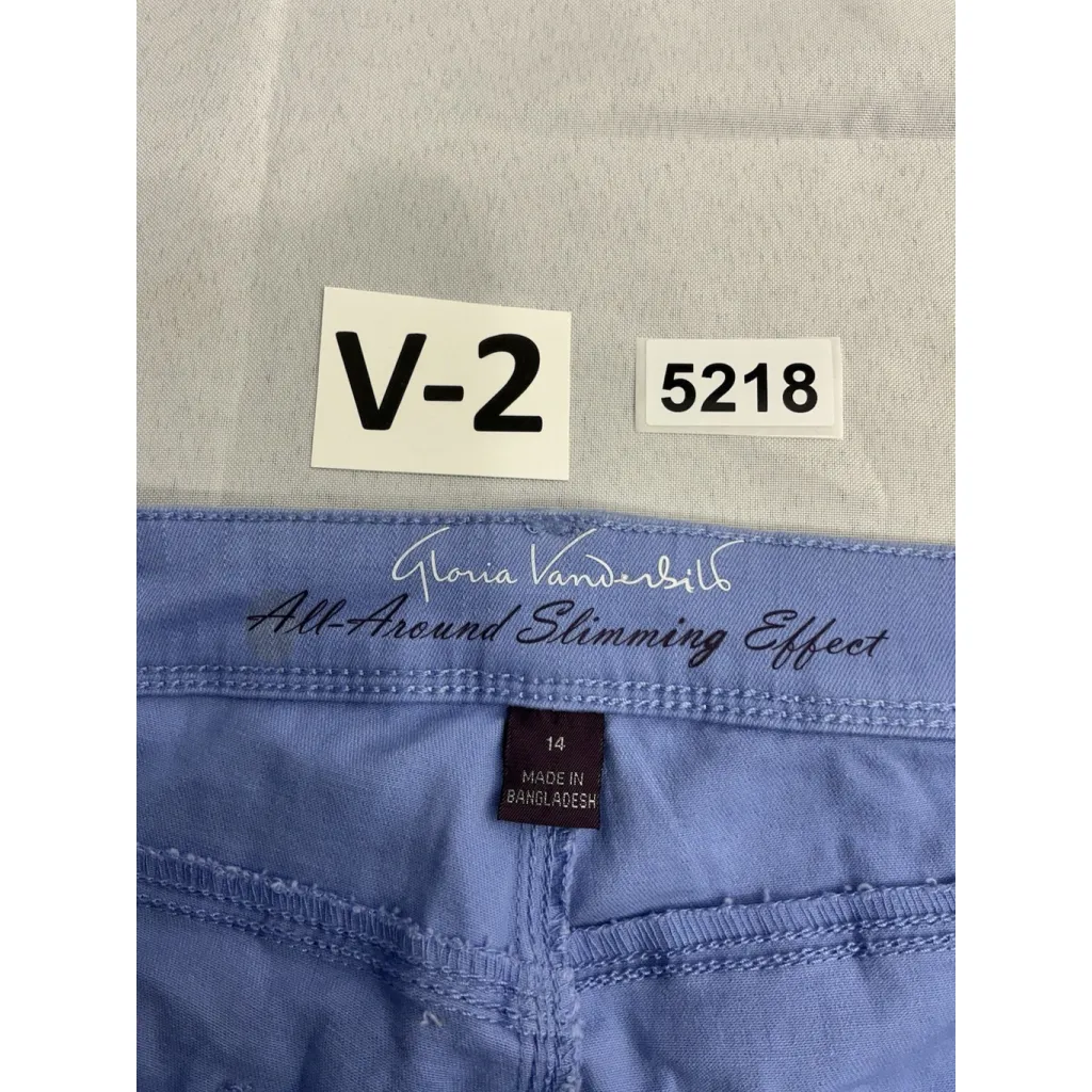 Womans Gloria Vanderbilt Skimmer Pedal Pusher Pants 14 Blue Slimming Cuff - Image 3