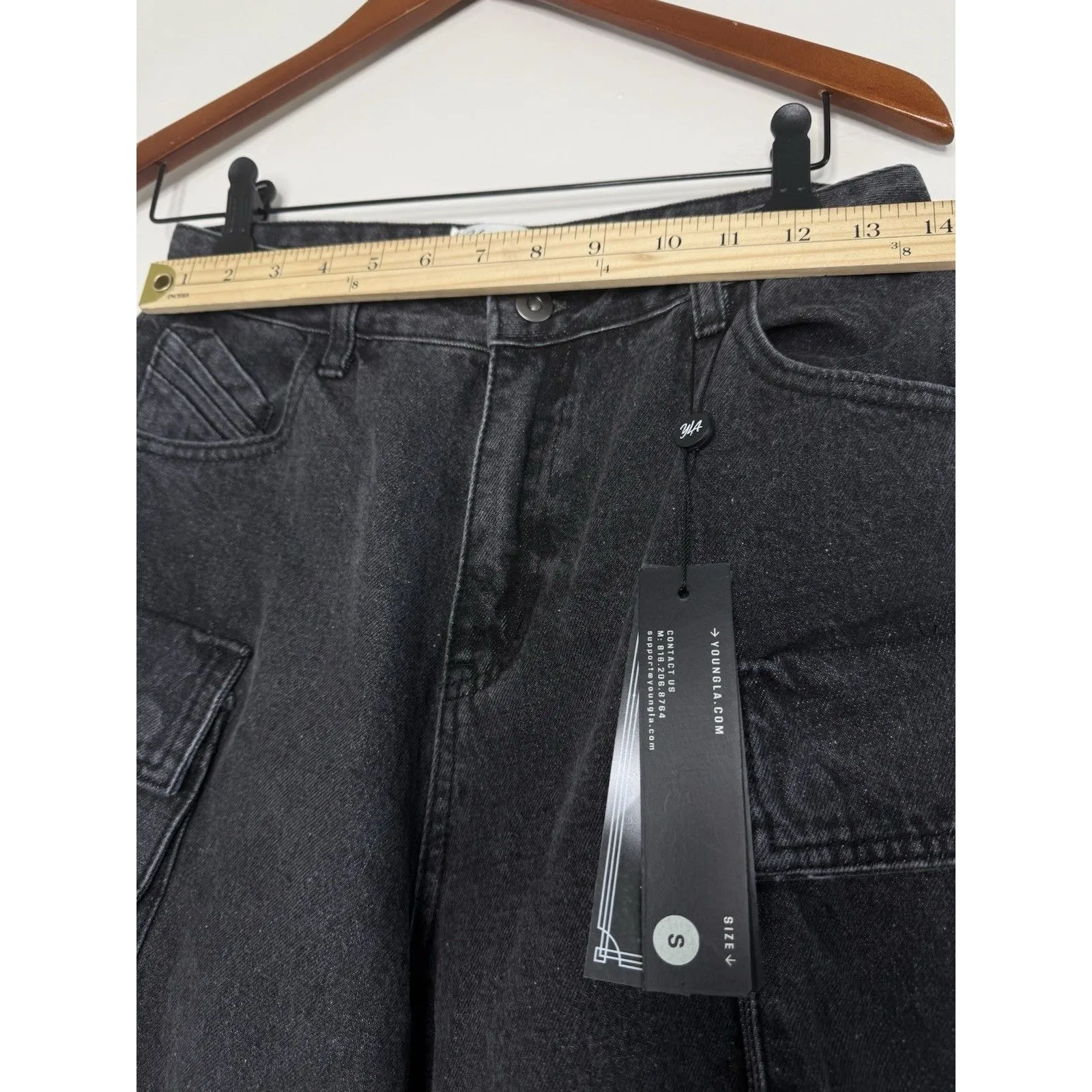 YoungLA Carryall Cargo Jeans Women's Size‎ S Vintage black gaggy barrel Y2K - Image 6