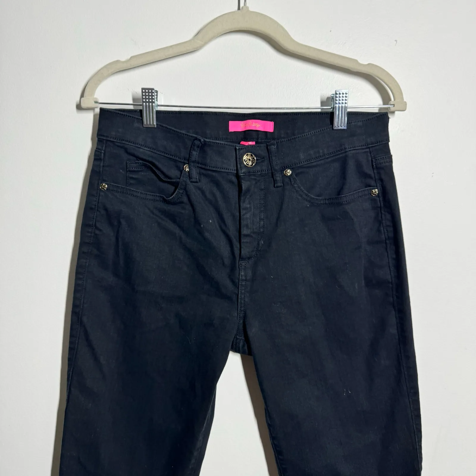 Lilly Pulitzer South Ocean High Waist Skinny Jeans Women Black 8 Stretch Minimal - Image 3