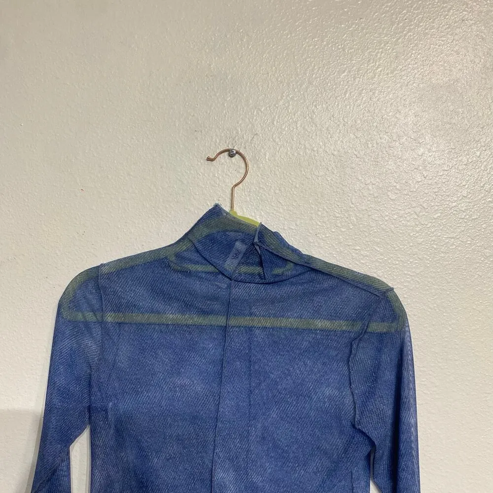 Zara Blue Sheer Long Sleeve Top Sz M - Image 3
