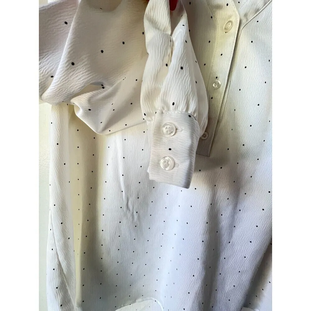 DIP Womens long sleeves blouses V neck pointed elegant casual white size L. Size L - Image 9