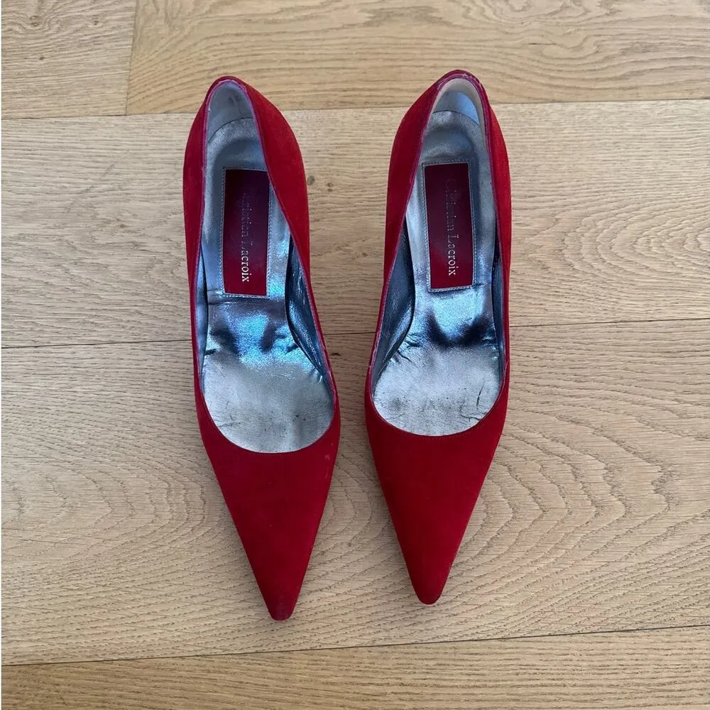 Christian Lacroix - Pointed Toe Stiletto Pumps in Red - Image 4