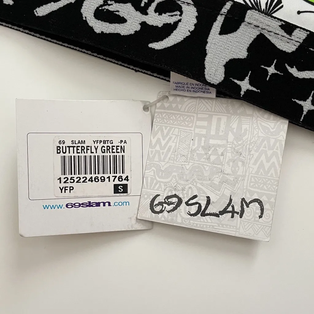 69 Slam White Black Green Butterfly Bikini Bottoms NWT Small Elastic Waistband - Image 9