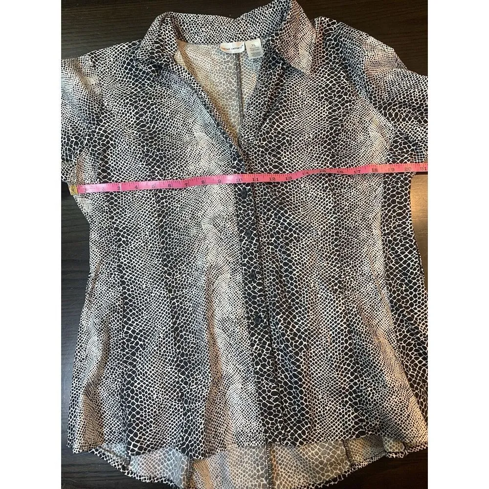 Harve Benard Animal Print‎ Blouse Womens XL Snake Office Mob Wife Preppy Chic - Image 6