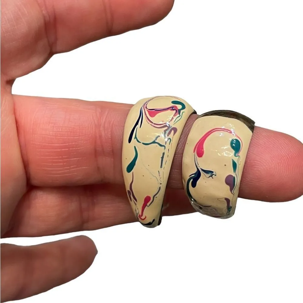 80’s New Wave Epoxy Costume Jewelry Pierced Lot 3 Pairs Authentic - Image 3