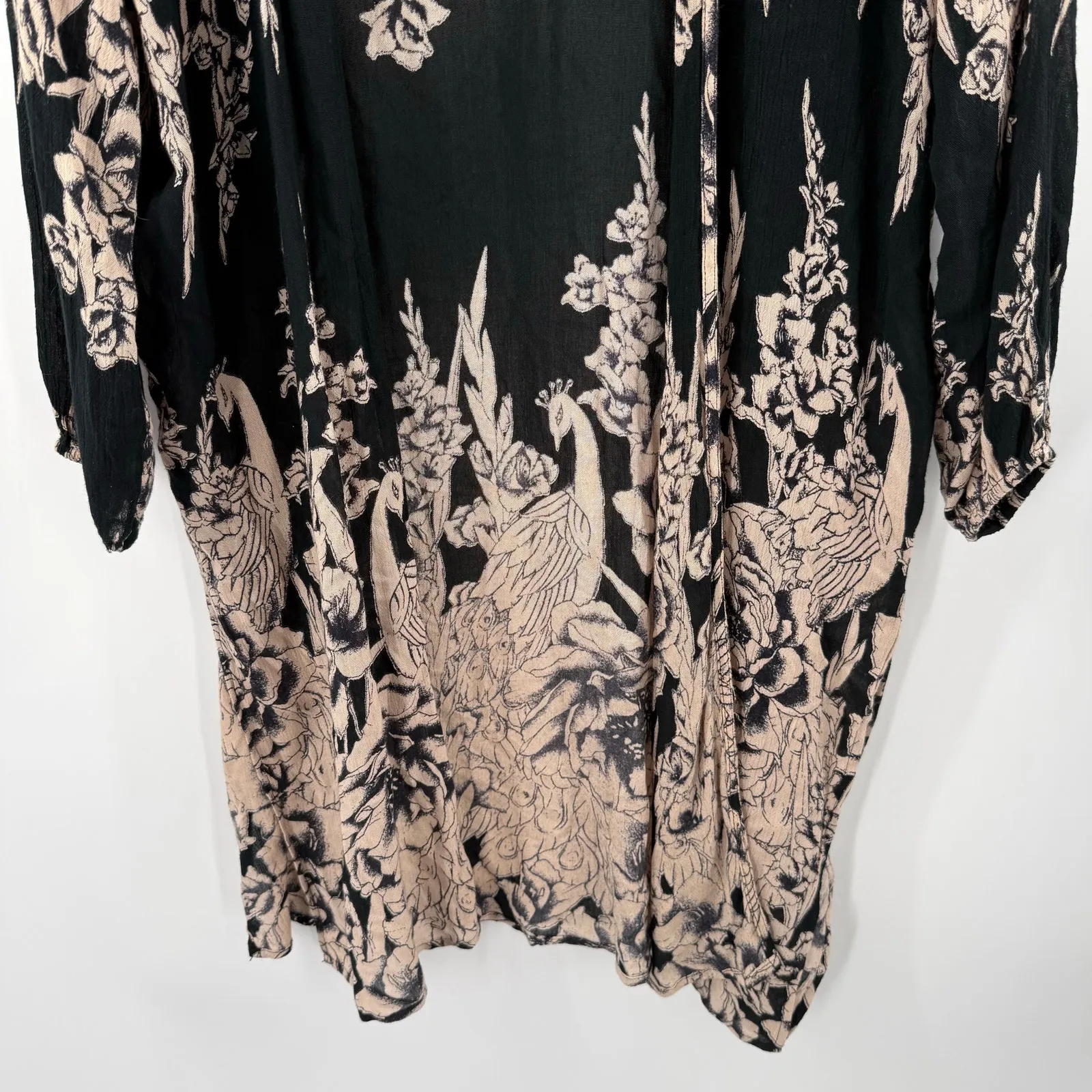 Billabong Women's Size Small/Medium Best Birds Kimono Top Black Open Cardigan - Image 9