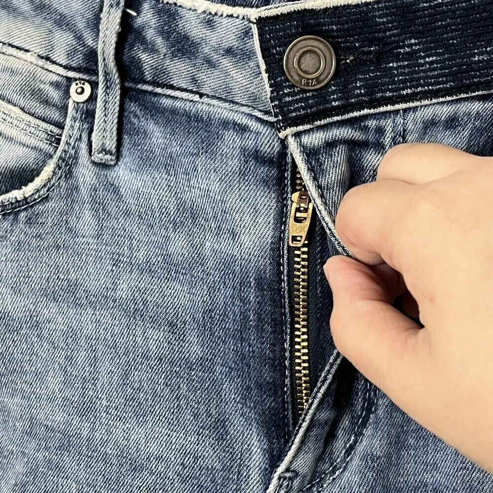 RTA Madrid Distressed Skinny Jeans Midtown Blue Raw Hem Women’s Size 26 - Image 8