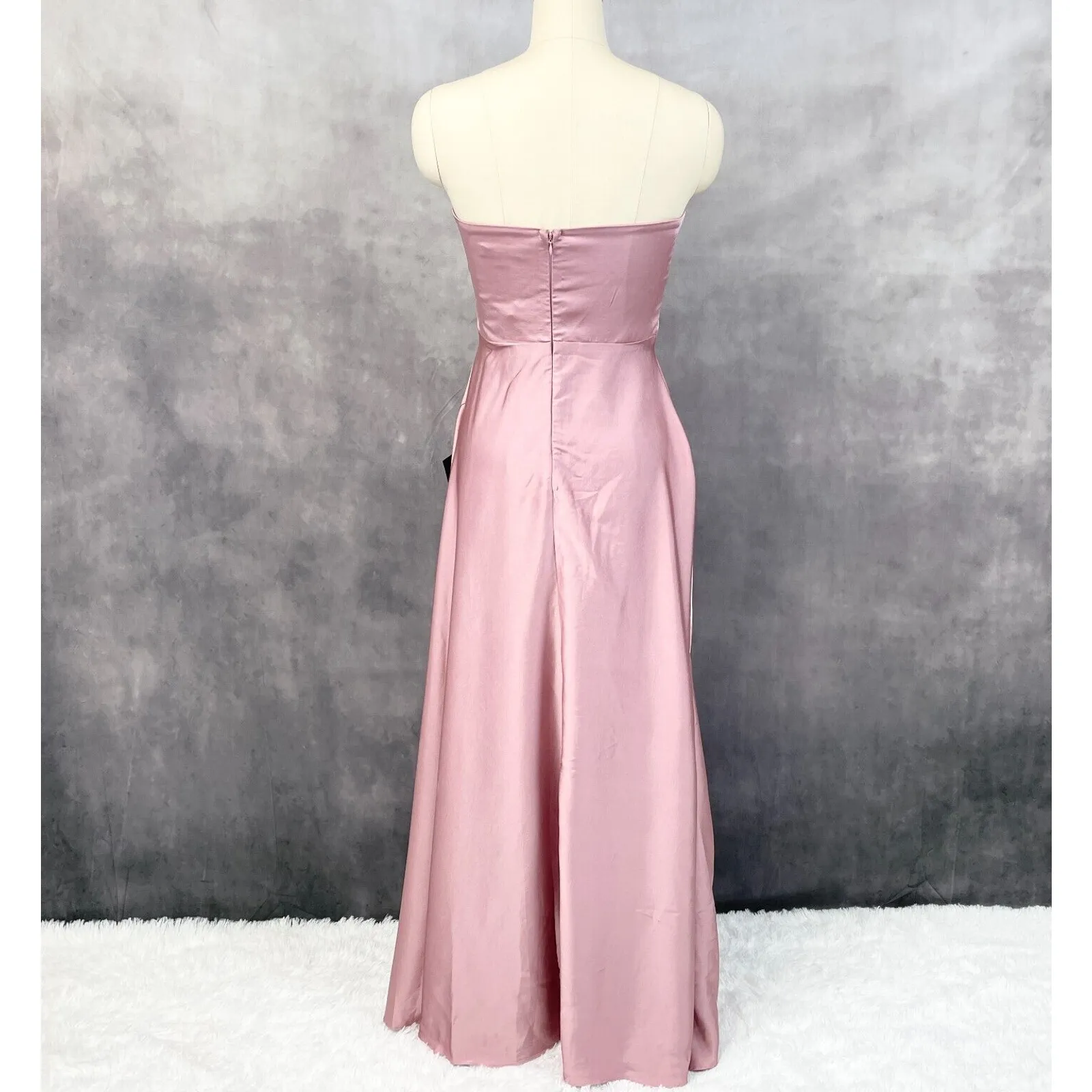 Lulus Real Romantic Satin Dress Womens Medium Pink Rose Prom‎ Bridesmaid Dressy - Image 2