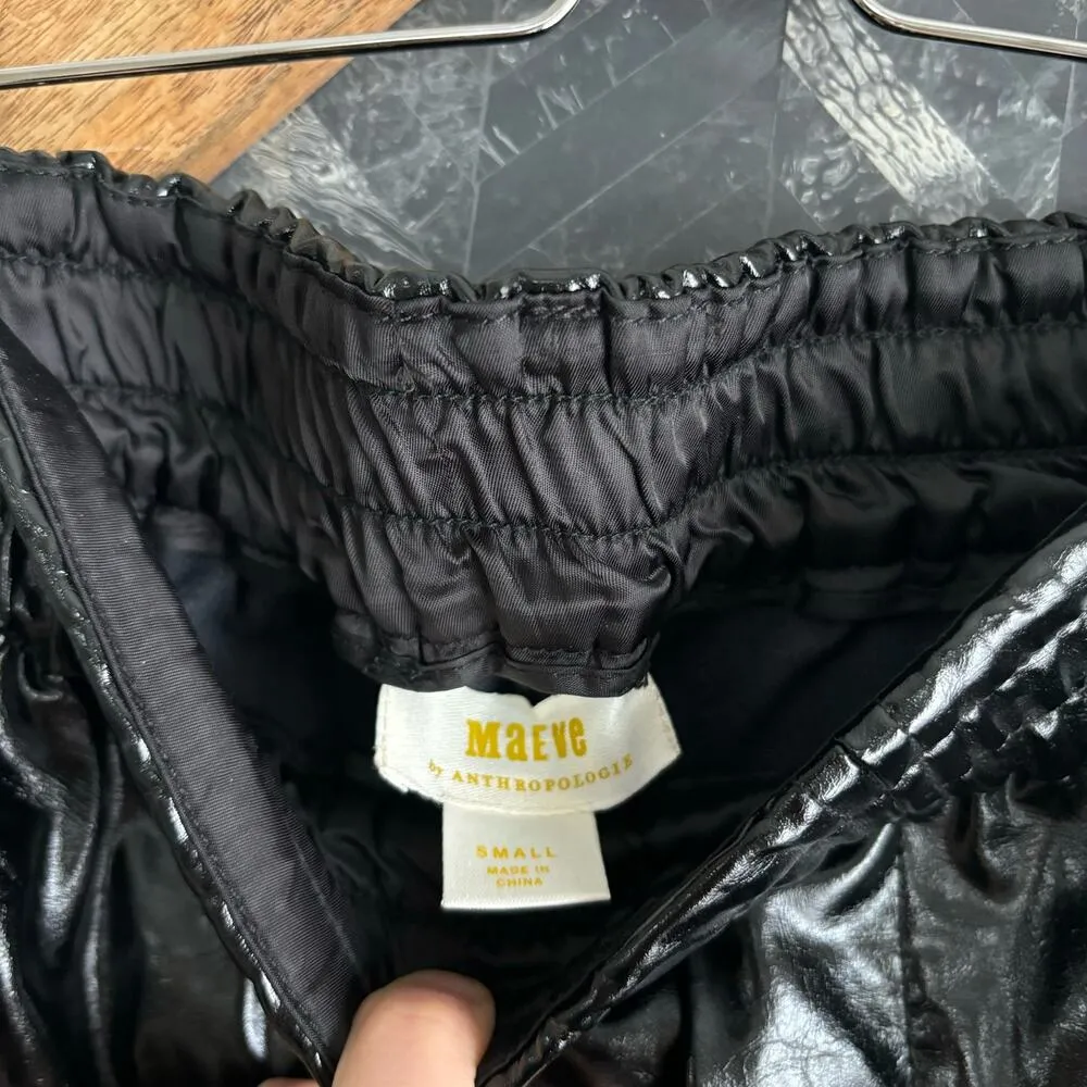Anthropologie Maeve Faux Patent Leather Sporty Pull-On Pants - Image 5