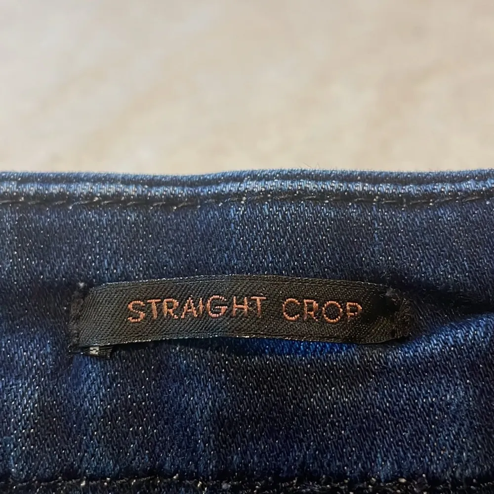 7 For All Mankind- Jen 7 Embellished Hem Straight Crop Jeans Dark Hudson Blue 4 - Image 5