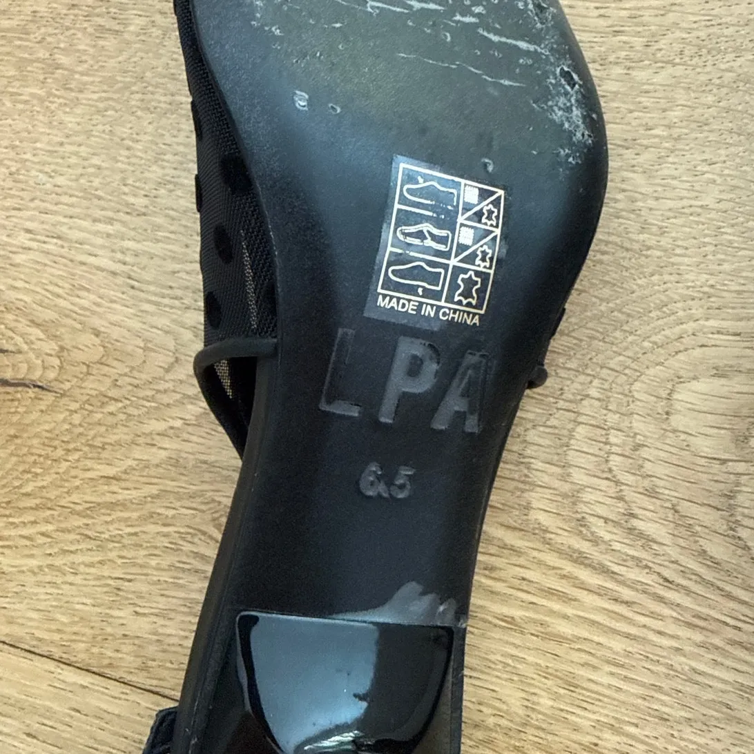 LPA Heels Slingback Pointed Toe Polka Dot Mesh Giulia Size US 6.5 Black - Image 7