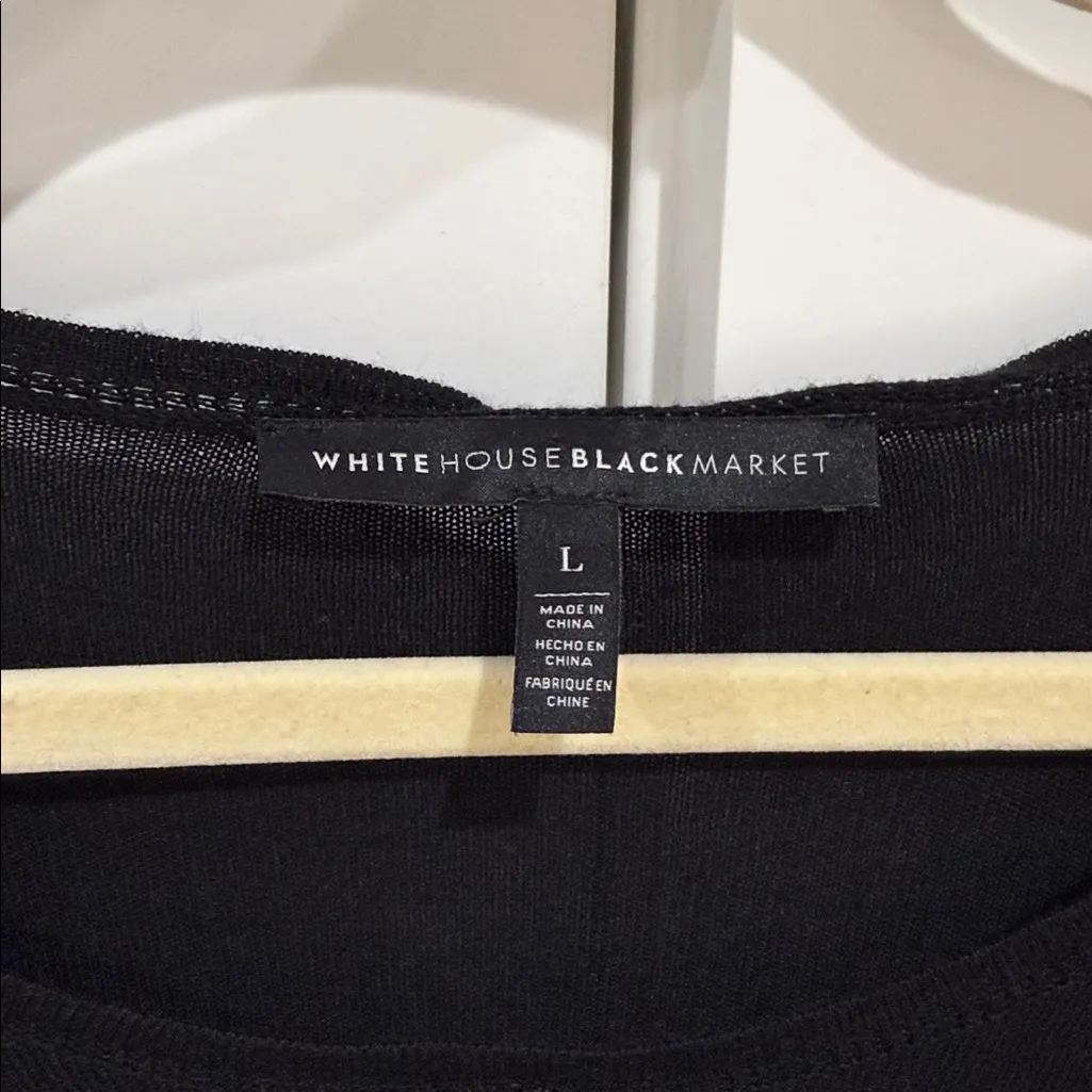 White House Black Market Black Blouse with Sheer Details - Image 5