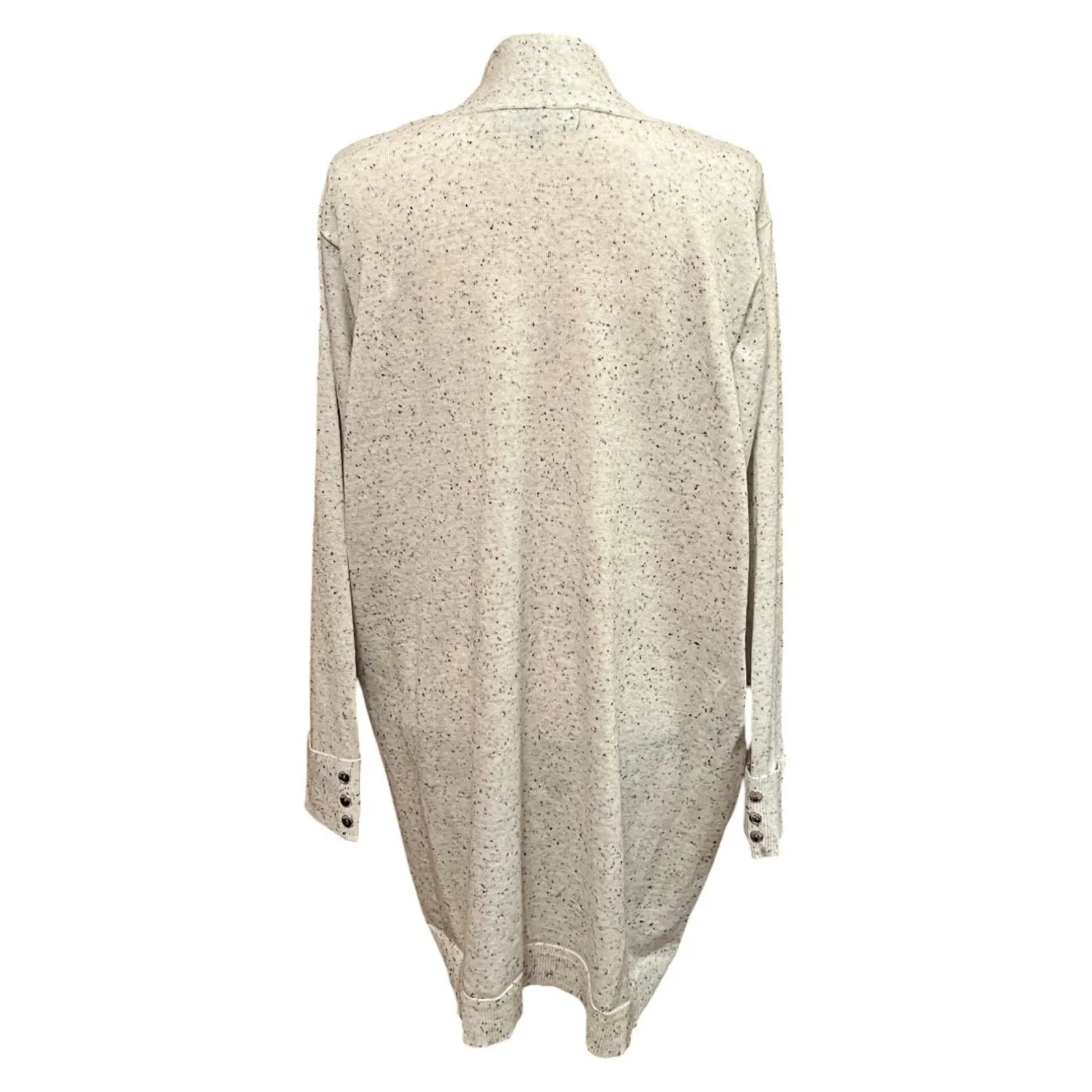 Chloe + Jasmine Speckled Cardigan Sweater 2X Open Front Pockets Gray - Image 6