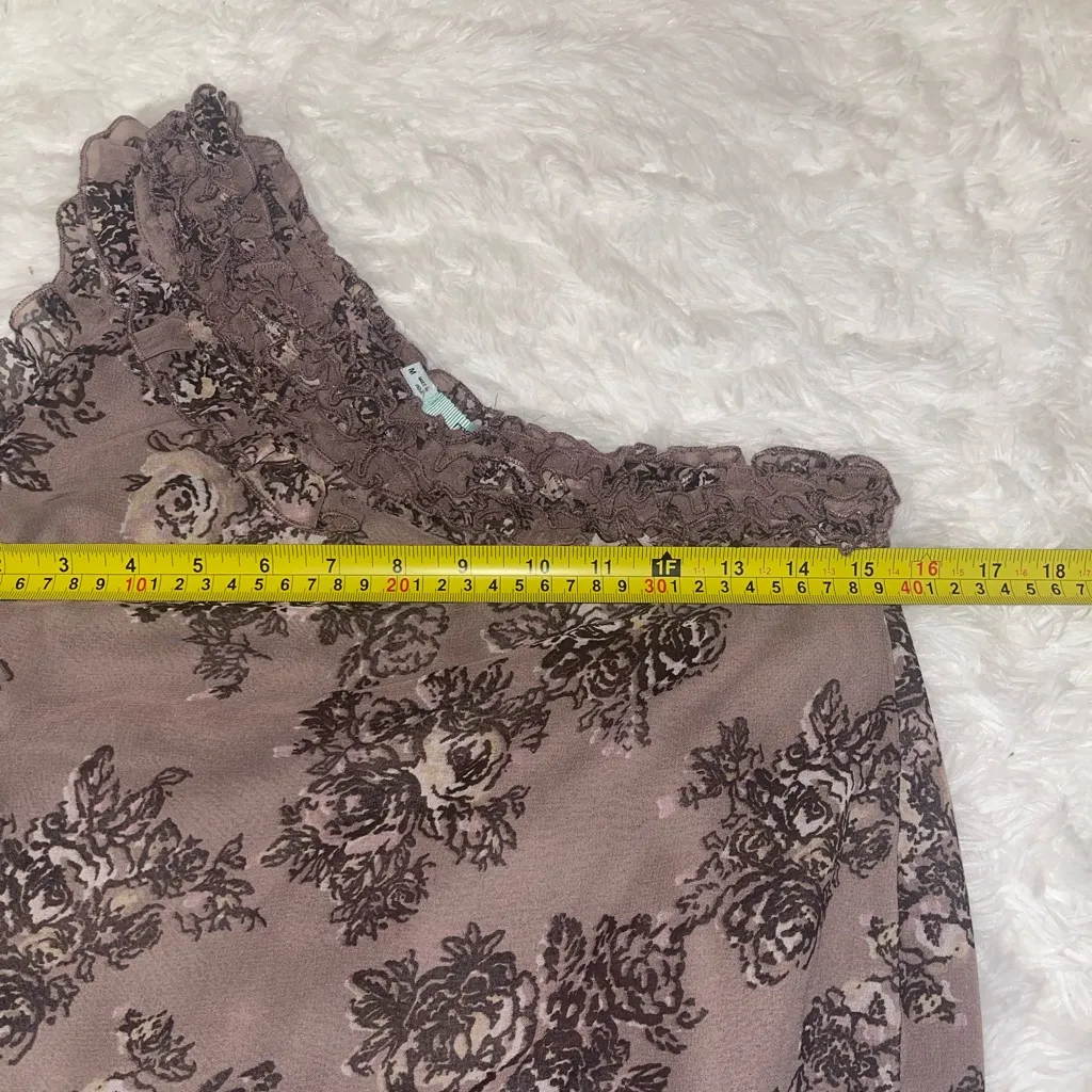 Maurice’s purple one-shoulder ruffle  floral top sleeveless blouse shirt M - Image 6