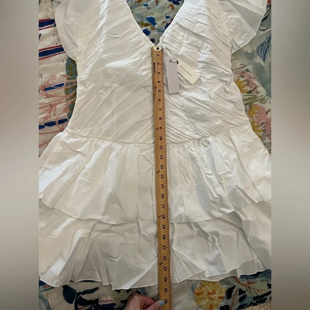 ANTHROPOLOGIE | LOVE THE LABEL L RUFFLED MINI DRESS in White NWT - Image 11
