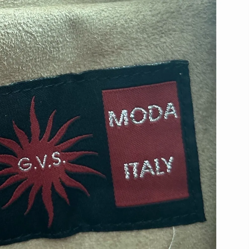 GVS Moda‎ Italy Suede Look Jacket Tan Zip Front Collared Lined Men's Med - Image 3