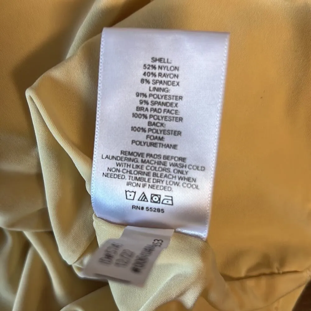 Express Body Contour Muted Yellow Sweetheart Stretchy Halter Tie Cropped Tank XL - Image 5