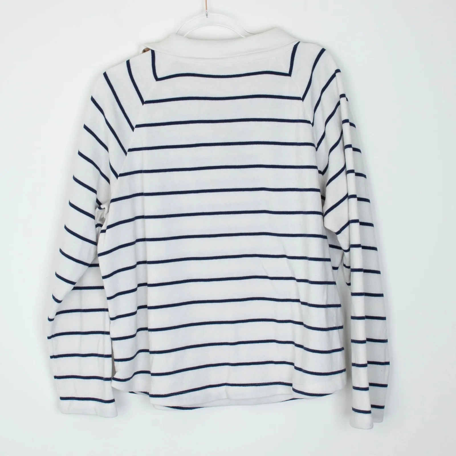 J.Crew  Womens Striped Pullover Top Button Collar Size XL Long Sleeve Nautical - Image 6