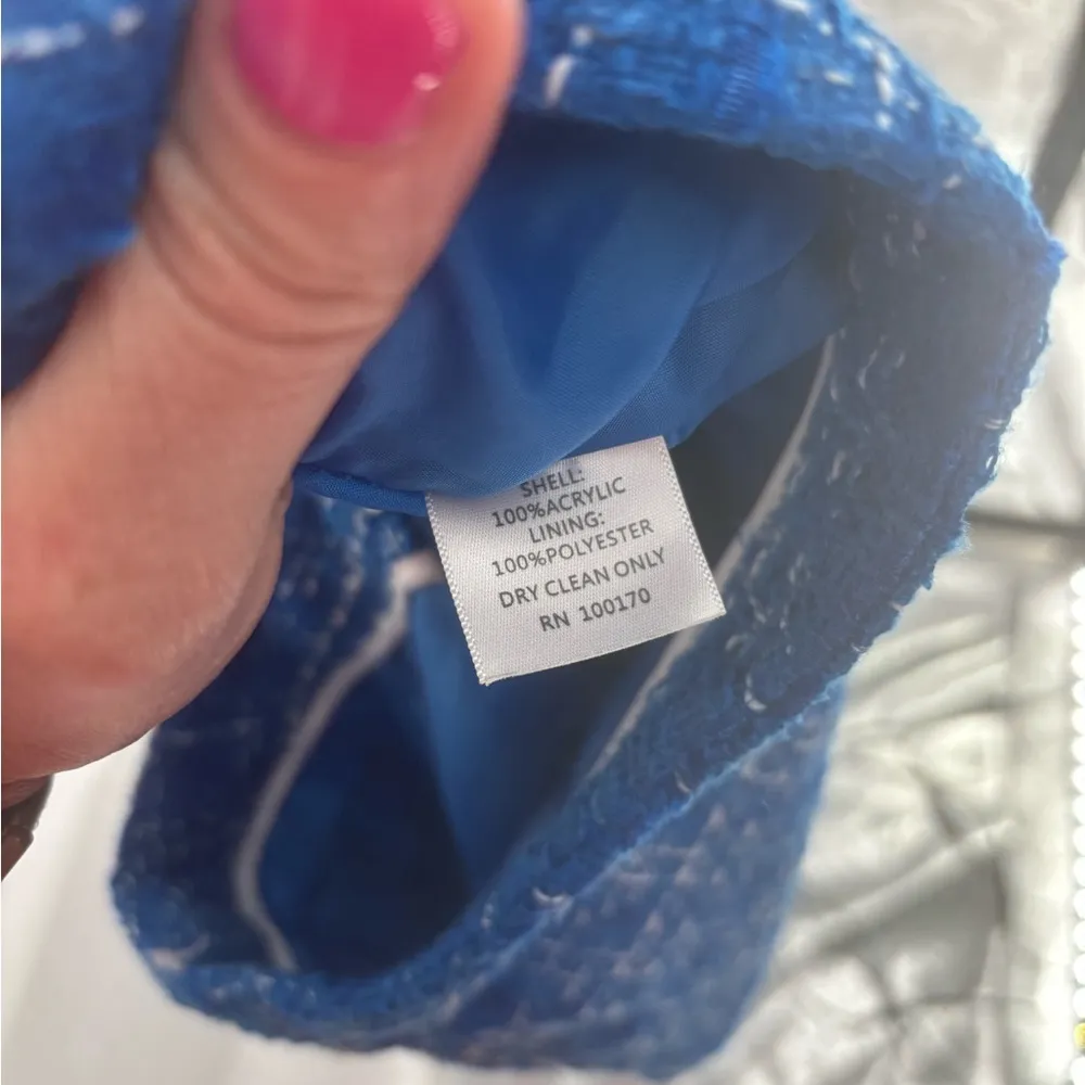 Sandro Blue & White Tweed Pencil Skirt - Image 7