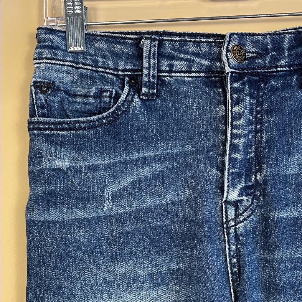 True Religion Women’s Halle High Rise Super Skinny Distressed Medium Wash Jeans - Image 4