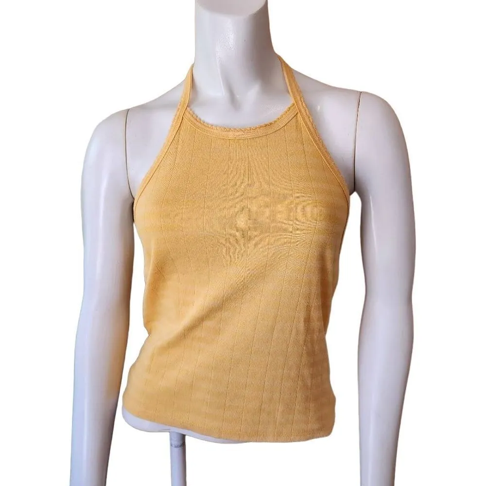 American Eagle Yellow Striped Halter Top (M) - Image 3