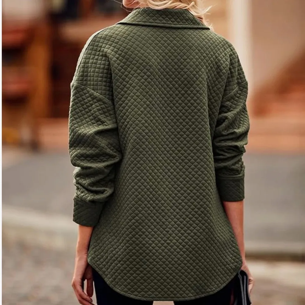 PRETTYGARDEN Long Sleeve Button Down Quilted Shirt Jacket 90s Grunge Shacket XL - Image 3