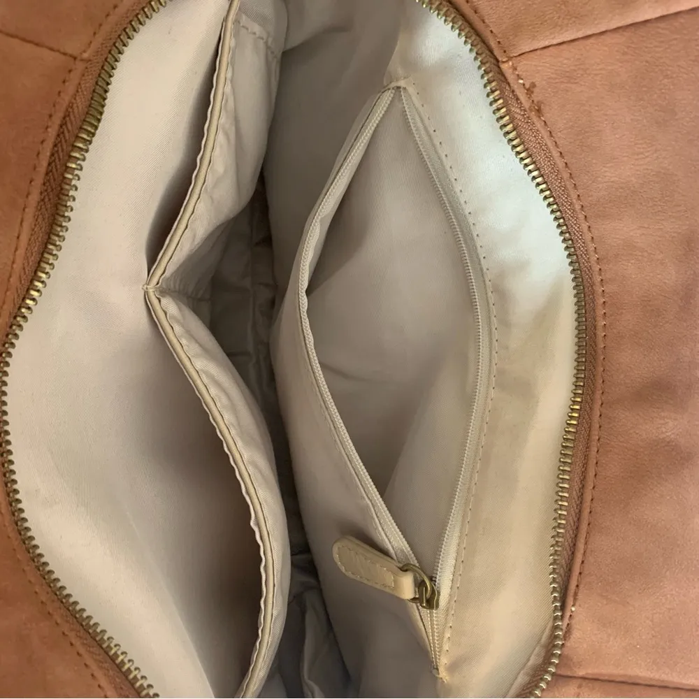 Cognac Brown Faux Leather Hobo Bag Laser Cut Laced Design - Image 14