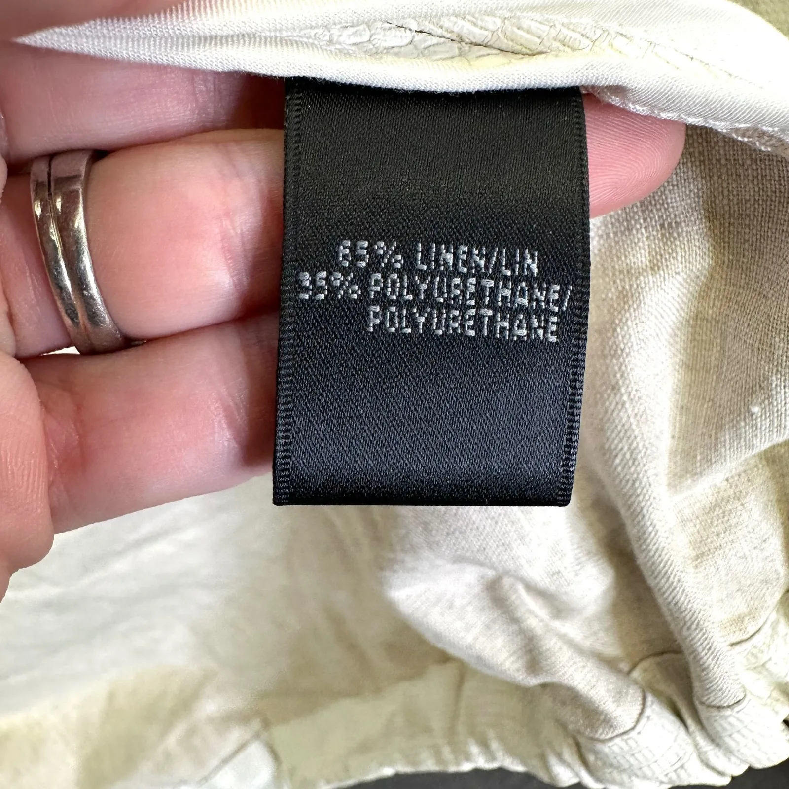 Lafayette 148‎ Linen Poly Blend Embossed Snake Utility Coat Cream Size 6 Tan - Image 8