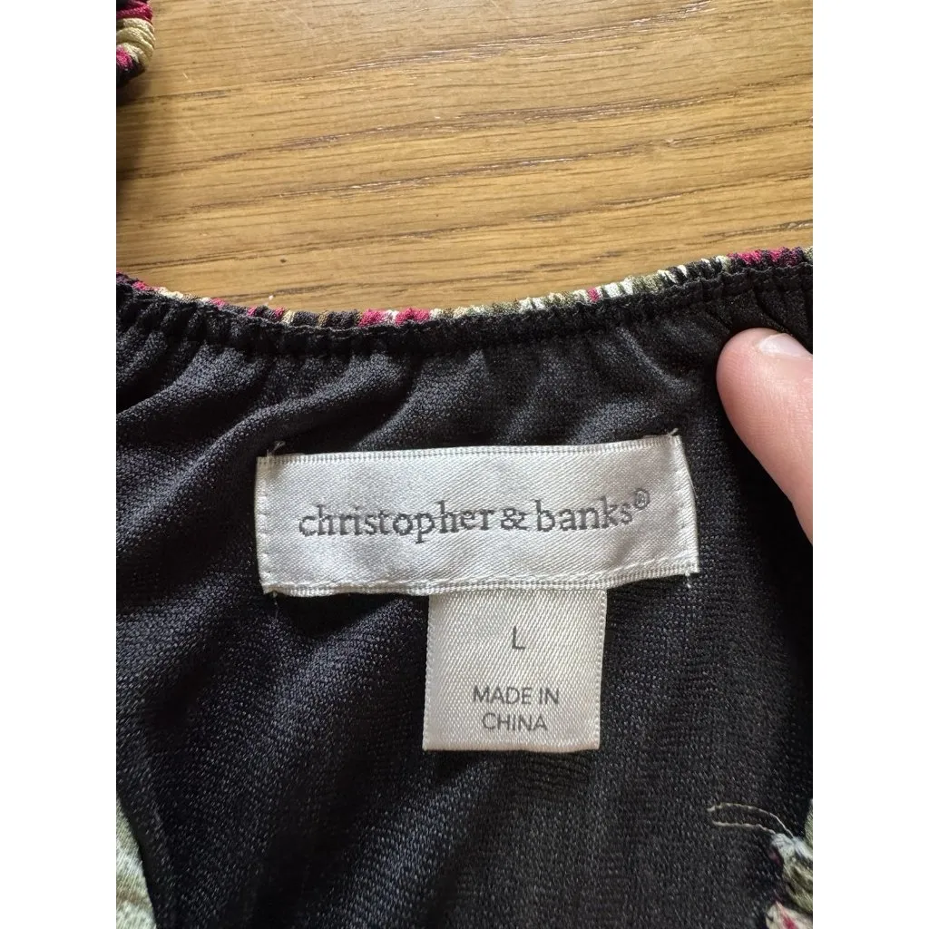 Christopher Banks Top Women Size Large Polyester Stretch Colorful Office Teacher - Image 3