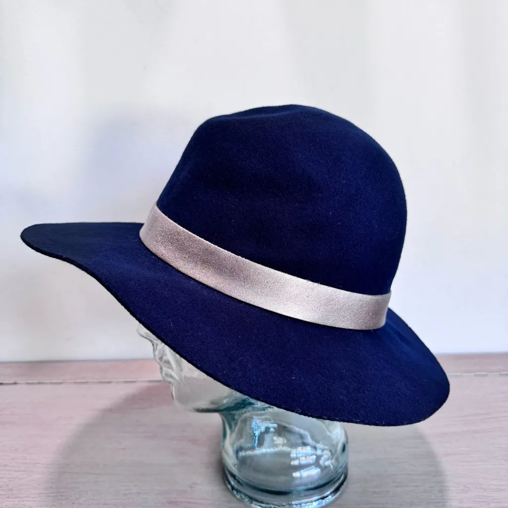 Calypso St Barth Women’s Navy Wool Floppy Boho Chic Hat One Size Made In USA‎ - Image 3