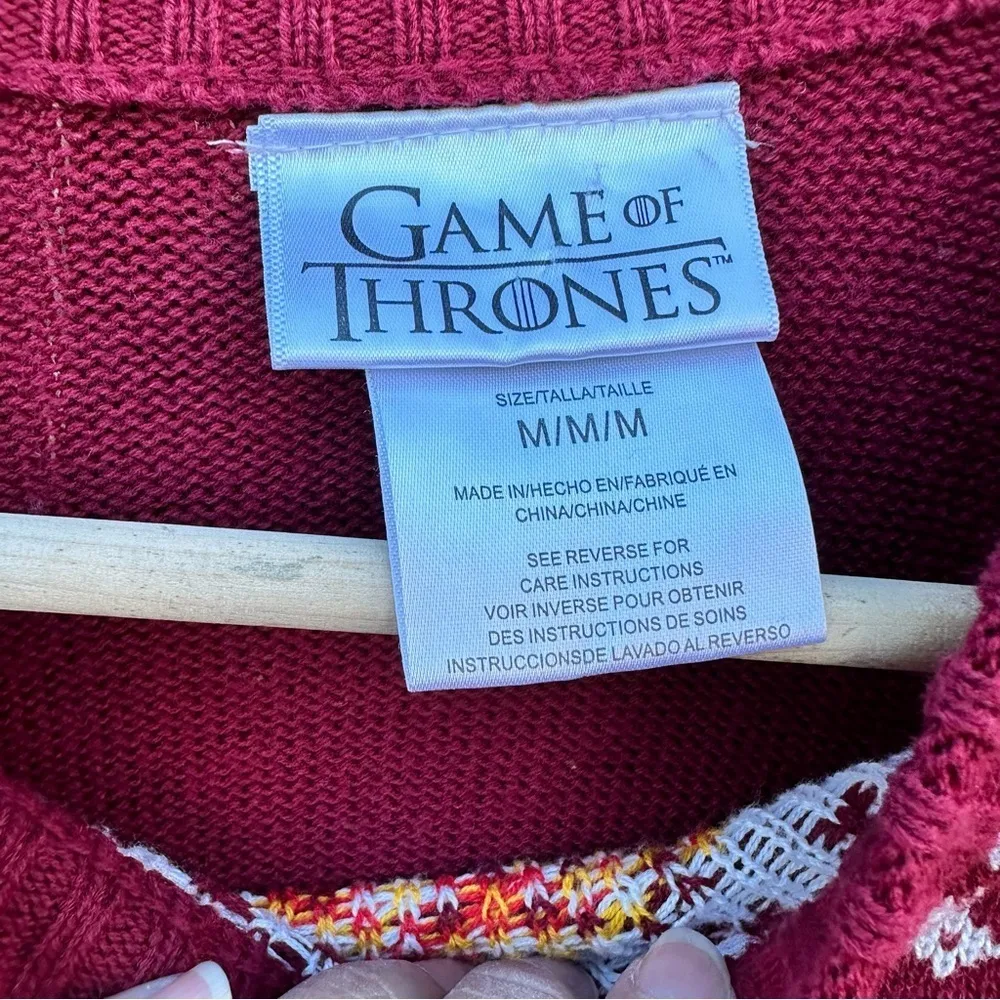 Game of Thrones Ugly Christmas Sweater size medium Red - Image 3