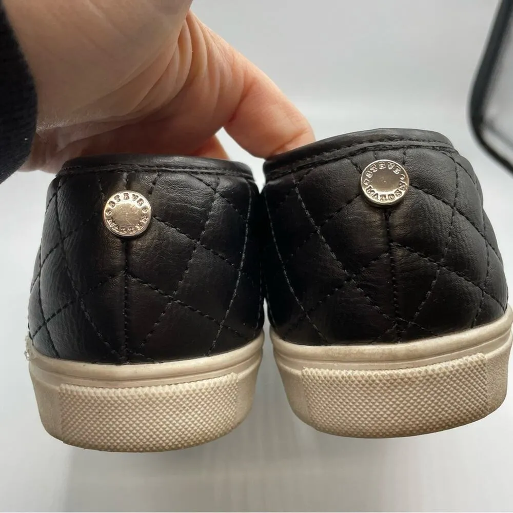 Steve Madden Black Faux Leather Quilted Slip On Sneakers Flats Womens 10 Shoes - Image 5