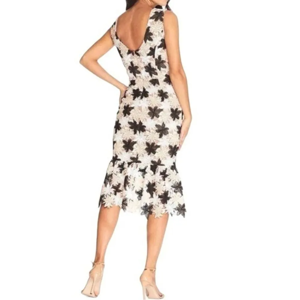 Anthropologie‎ Dress The Population Ines Embroidered Lace Flounce Dress Sz S NEW - Image 2