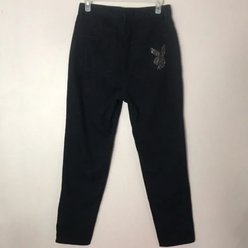 Playboy by pac-sun black button fly high waisted denim jeans size 27 cute - Image 2