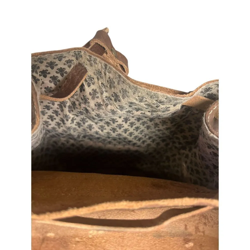 Moroccan leather backpack boho unisex Brown - Image 6