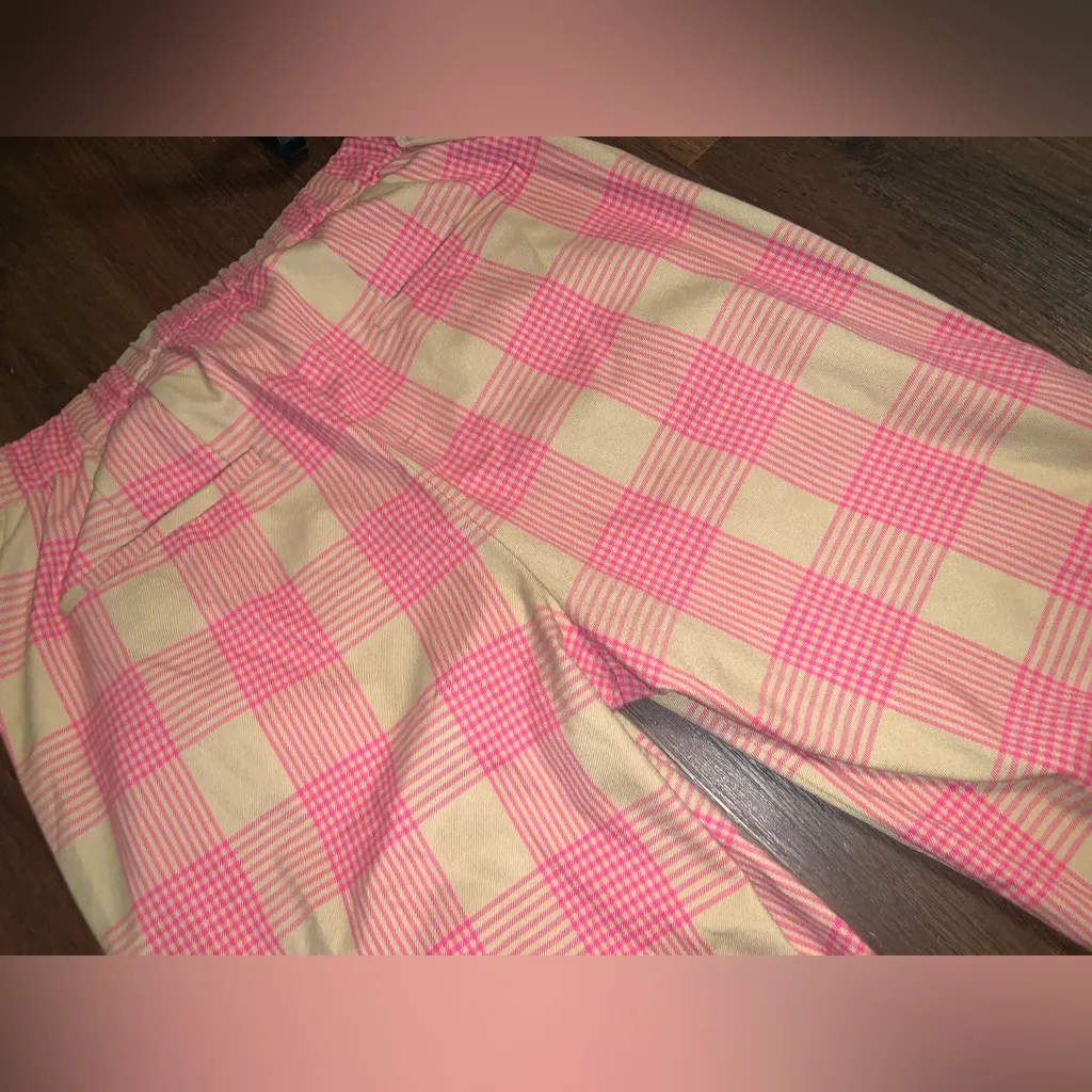 Anthropologie Maeve Plaid Tapered Pull On Pants Pink Tan 10 $128 casual fall - Image 8