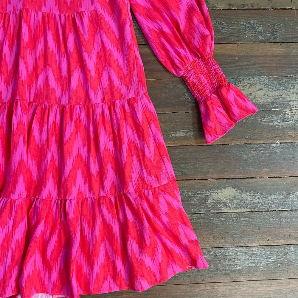 Pomander Place Tuckernuck Hot Pink Ikat Kenzo Long Sleeve Dress - Image 10