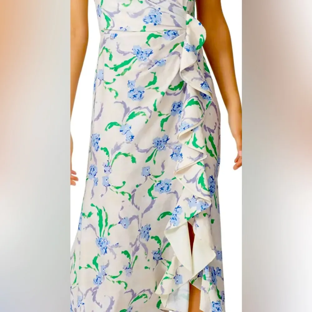 Retail $375 Prabal Gurung Collective Floral Side Ruffle Spring Dress Siz… White Size 12 - Image 3