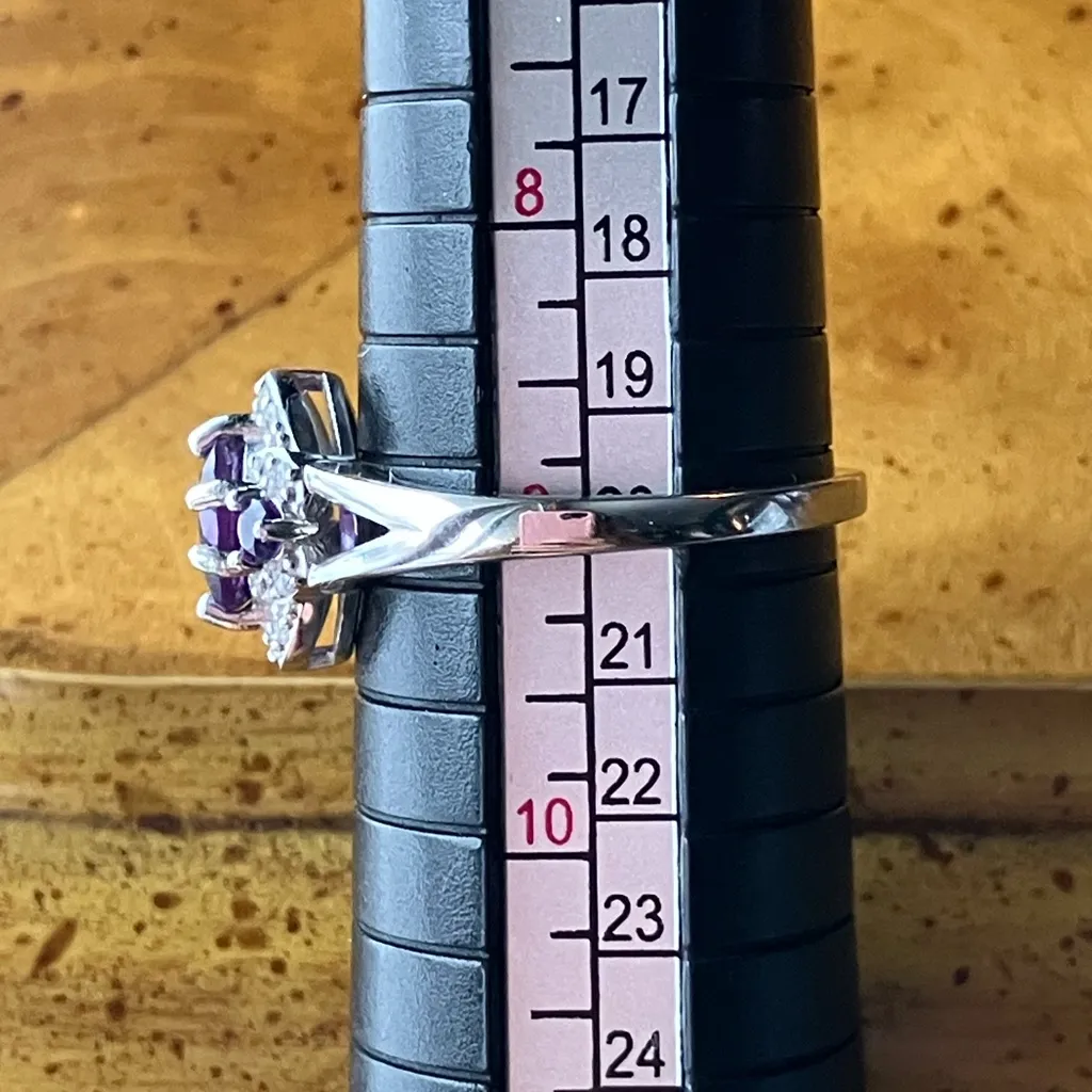 African Amethyst Sterling Silver Ring Size 9 Purple - Image 9