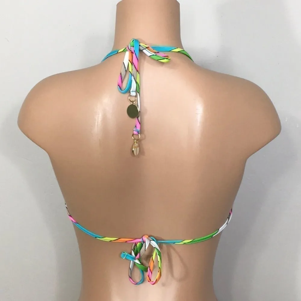 Trina Turk multi stripe triangle bikini top. size 6   NWT - Image 6