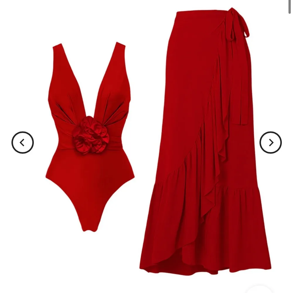 Red One Piece Swimsuit Set - Image 3