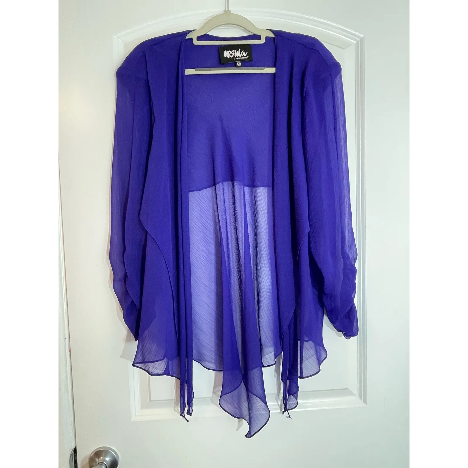 Ursula of Switzerland 3 Piece Pant Suit 18W Purple Sheer Chiffon Gauzy Wedding - Image 3