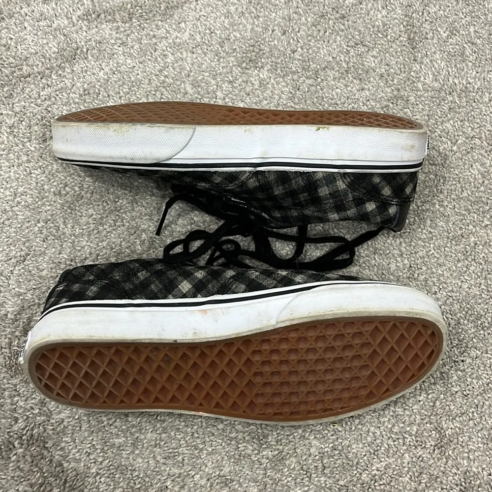 Vans Size 7.5 Black, White Buffalo Plaid Skate Shoes Sneakers - Image 7