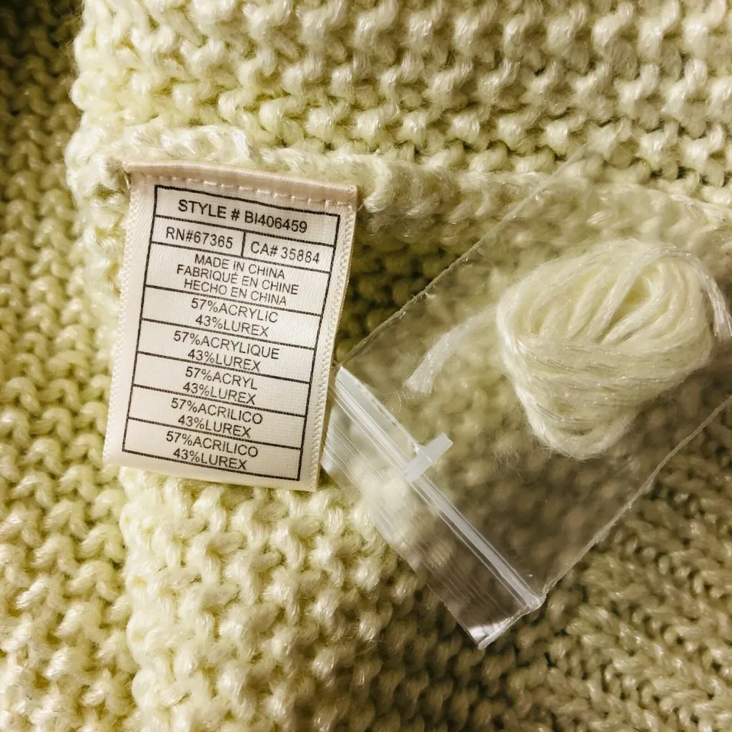 BB Dakota Womens Cool Runnings Sweater V Neck Chunky Knit Soft Ivory Size S - Image 4