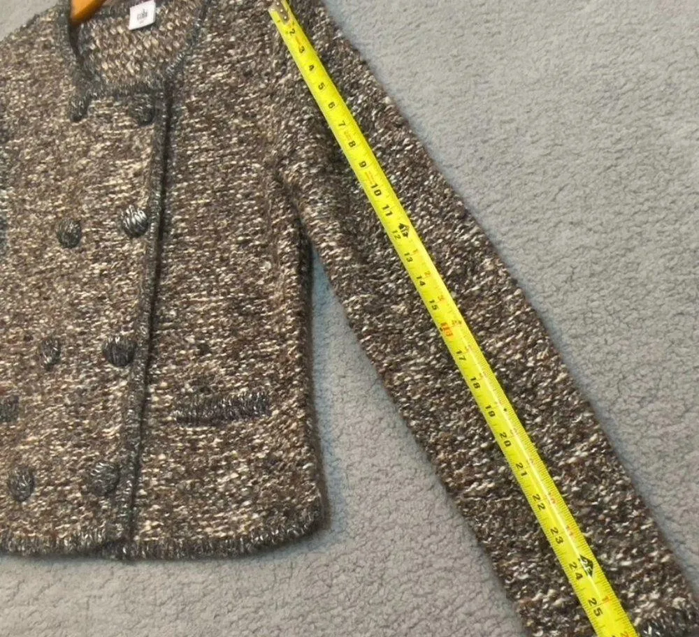 CABI Ritz Knit Cardigan Sweater Tweed Blazer Jacket Snap Buttons Size Medium - Image 13