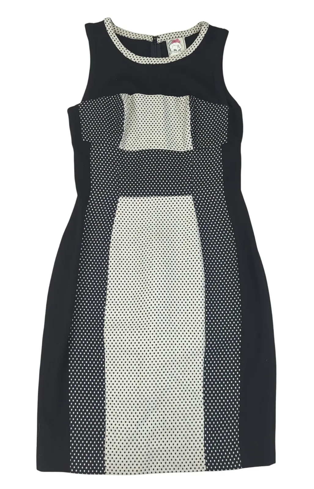 Yoana Baraschi Black White Polka Dot Sleeveless Dress Size 0 Fitted Career - Image 1