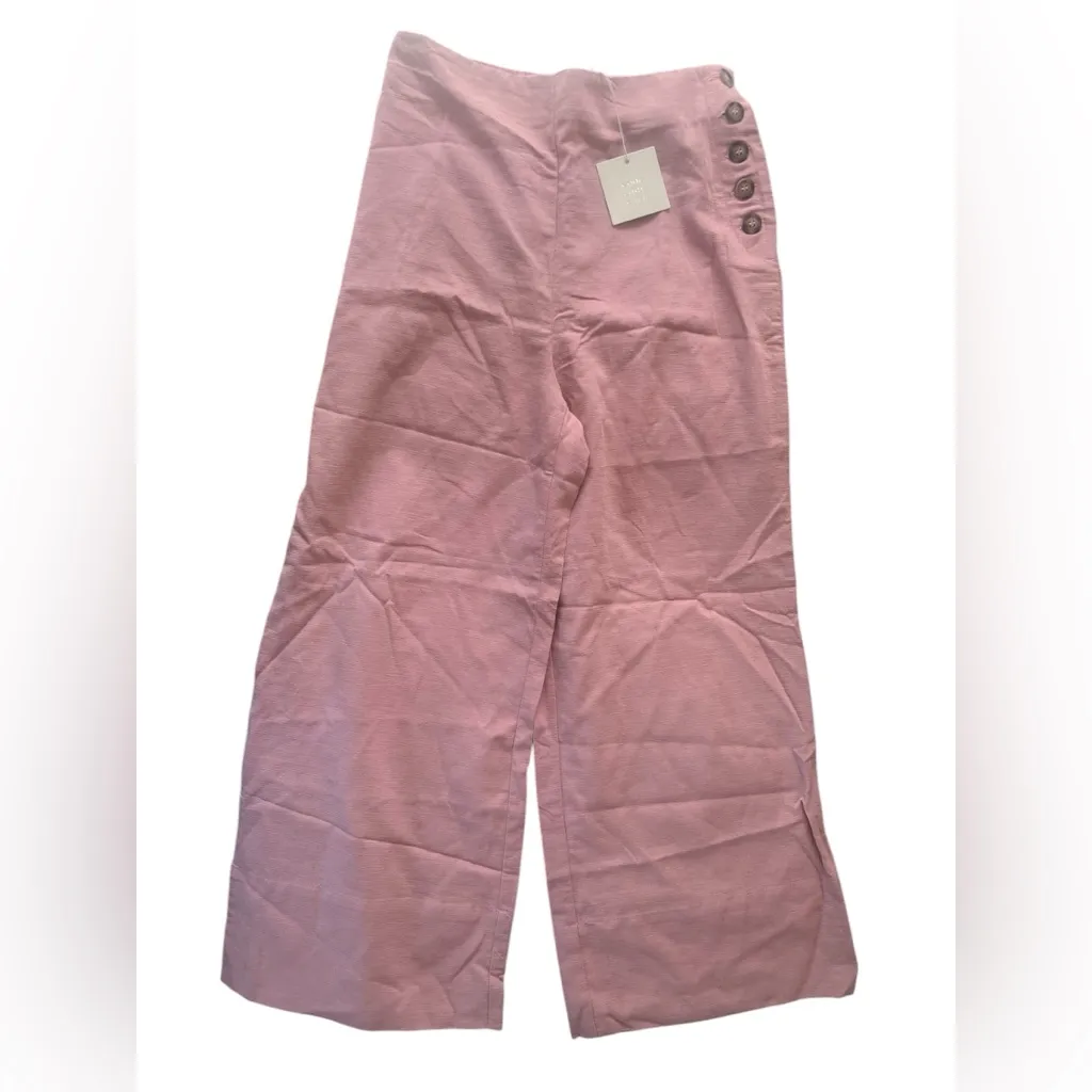 Good Luck Gem Women’s Pink Wide-leg Cropped Trousers | Small NWT - Image 3