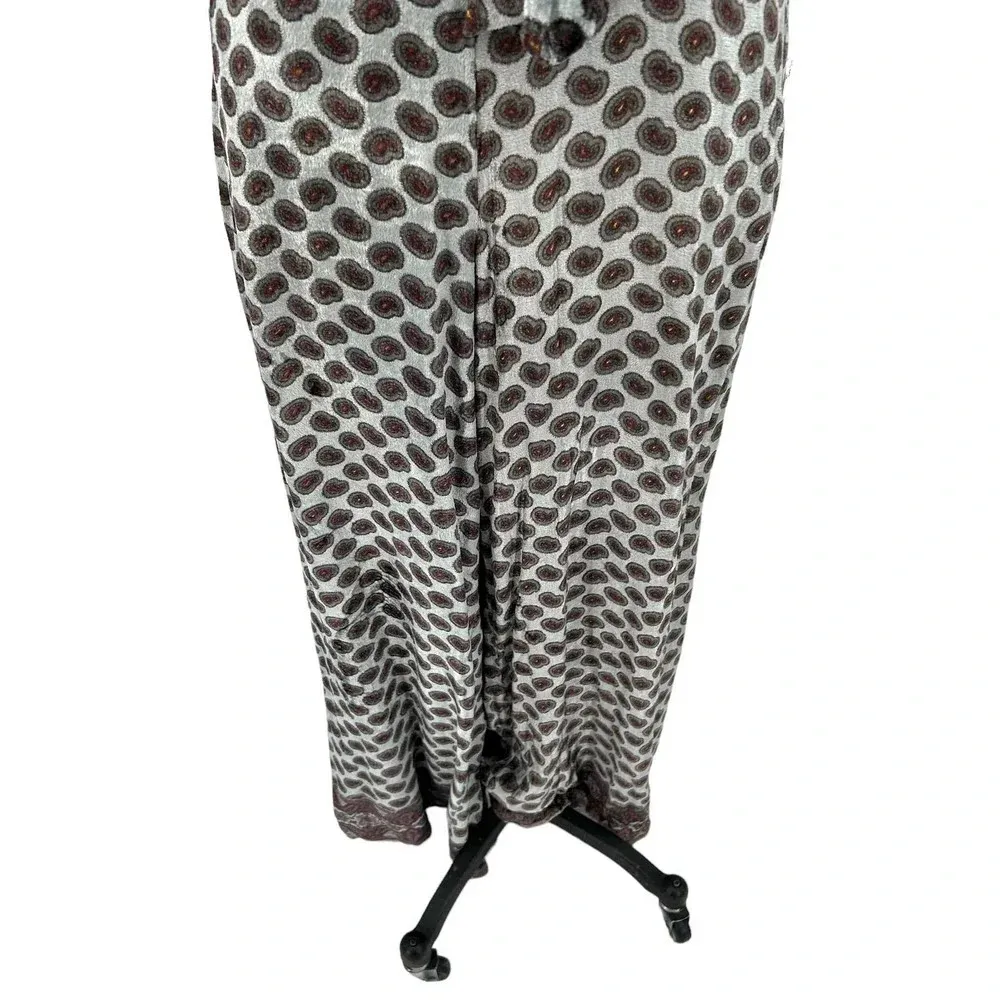 Anthropologie Bl-nk London Jumpsuit Paisley Velvet Cold Shoulder Gray Size Small - Image 4