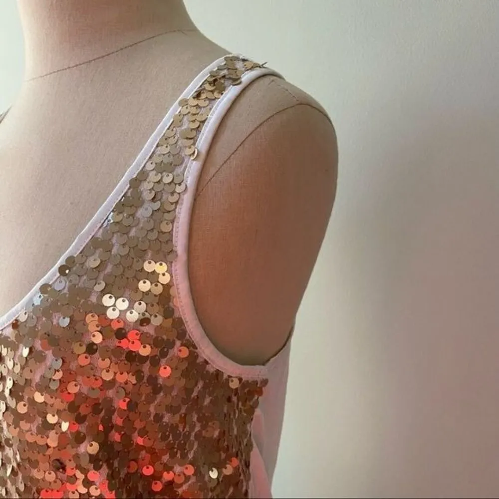 Express Gold Sequin White Tank Top - Image 4
